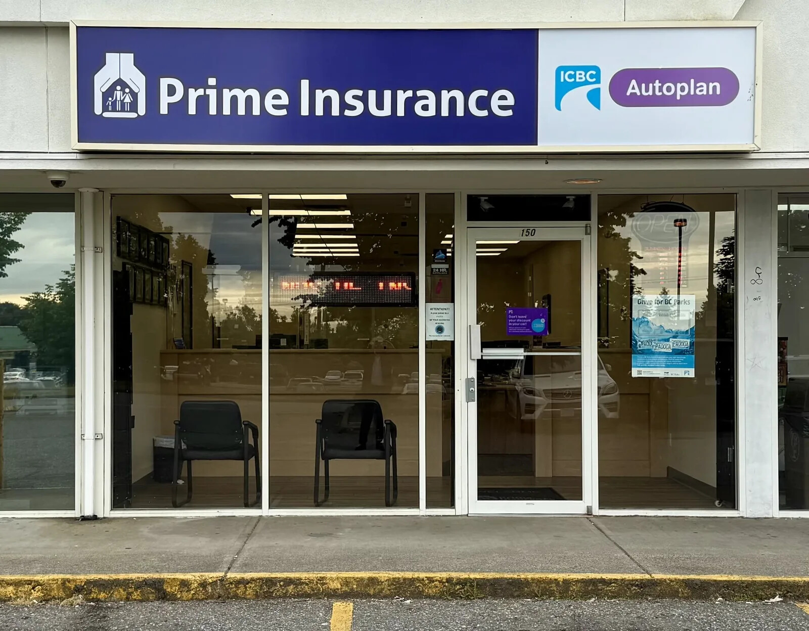Prime Insurance office at 150-8888 152A St, Surrey BC — licensed ICBC Autoplan brokerage